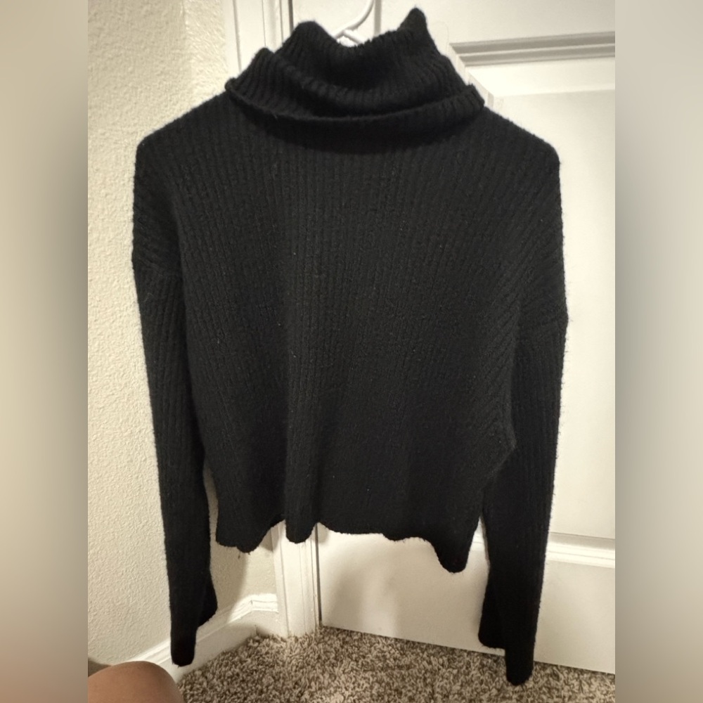 H&M Black Cowl Neck Sweater with Ribbed Knit